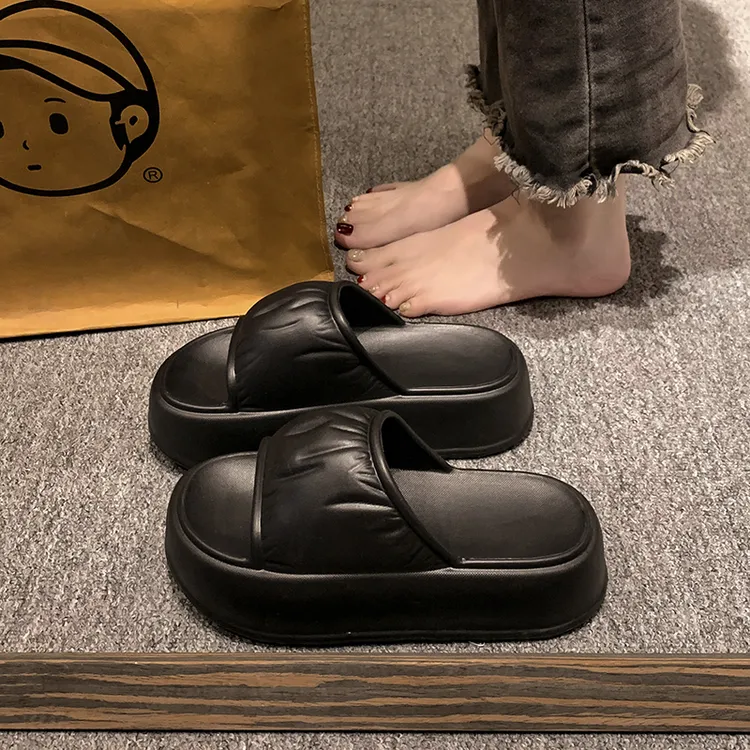 网红休闲踩屎感厚底时尚凉拖鞋女夏室内防滑增高外穿软底高跟简约