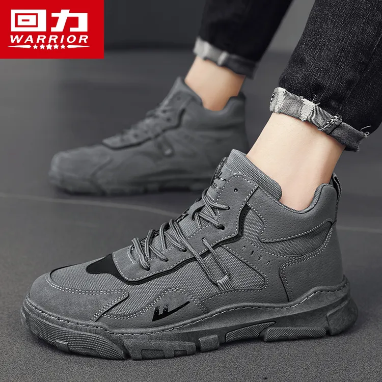 回力男鞋2024冬季新款百搭马丁靴男士透气工装户外高帮休闲潮鞋