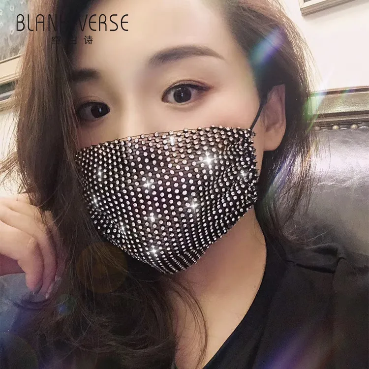 新款水钻口罩女欧美热卖带钻面罩个性潮流成人镶钻装饰防晒口罩