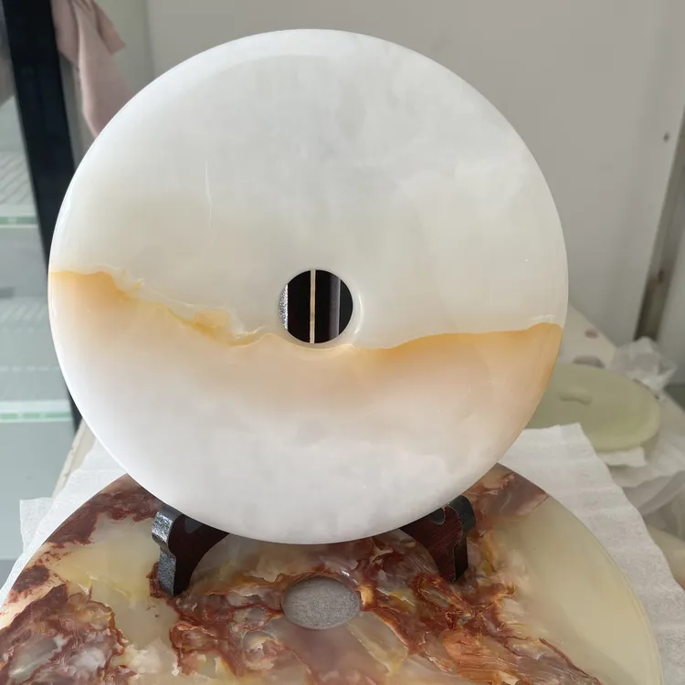 天然玉石平安扣摆件一图一物家居饰品进宅乔迁祝贺礼品礼物