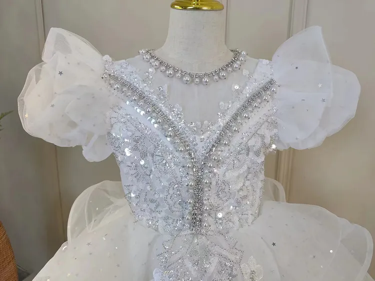 女童礼服轻奢小众儿童生日公主裙走秀蓬蓬纱花童钢琴演奏演出服