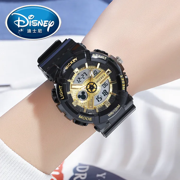 迪士尼品牌手表学生初中生潮流女时尚运动防水夜光多功能电子表