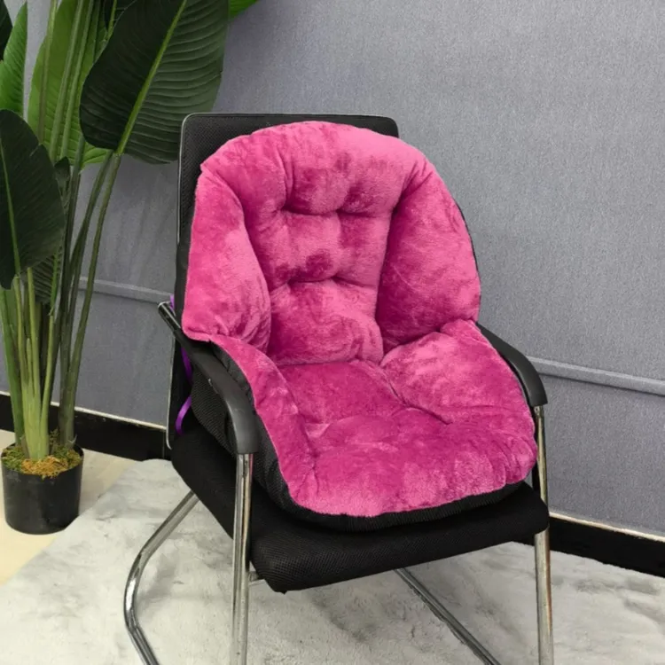 2023新款加厚防滑双面长毛绒躺椅贝壳座垫写字椅办公室椅垫靠垫