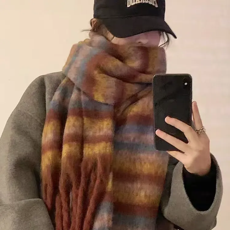 2025新款秋冬季流光风爆款围巾加厚气质保暖百搭学生情侣格子围脖