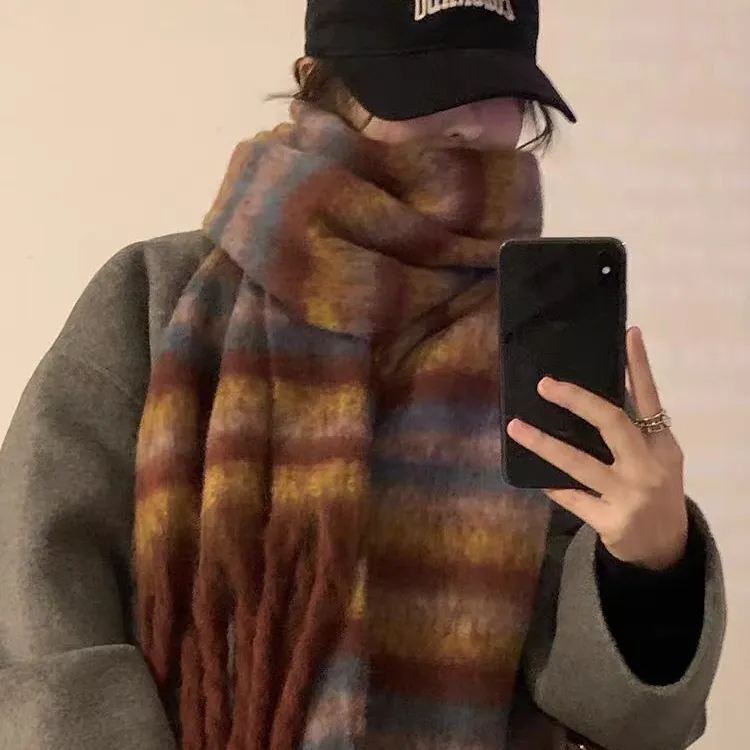 2025新款秋冬季美拉德爆款围巾保暖高级情侣格子加厚围脖披肩时尚