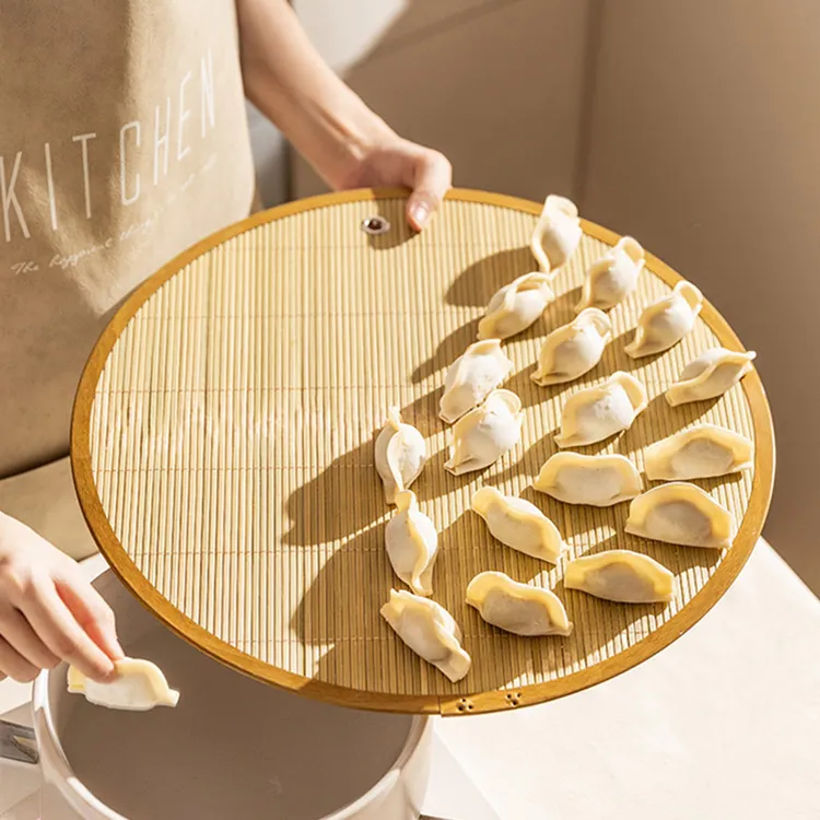饺子盖帘竹篦子放饺子托盘家用竹制饺子垫防粘圆形垫子竹子饺子帘