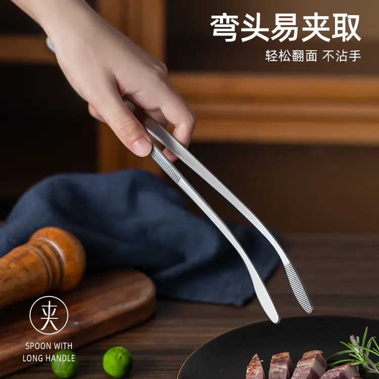 不锈钢烤肉夹厨房专用食品夹子牛排烹饪韩式食物烧烤家用加长煎夹