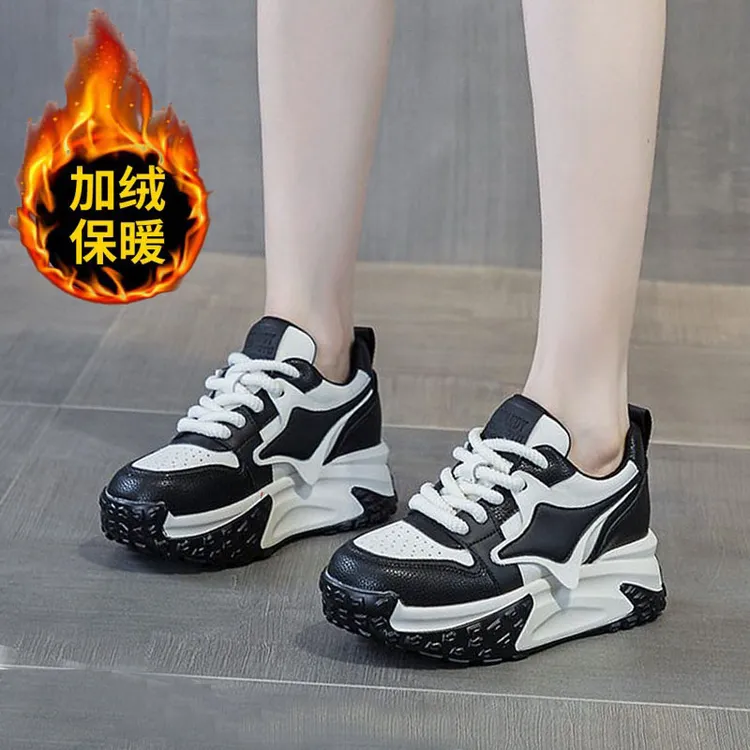 2024年秋冬季新款老爹鞋女加绒底百搭爆款休闲时尚潮鞋东北保暖