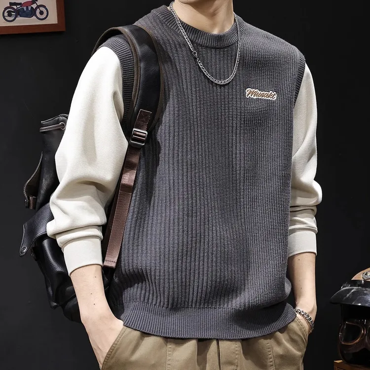 GORNER SG/格纳拼色假两件粗线毛衣男秋冬2024新款男士保暖衣服