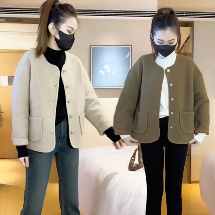 秋冬季小香风短外套女2025款宽松圆领百搭精致长袖通勤休闲上衣