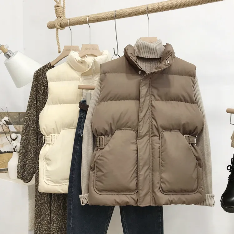 棉马甲女收腰显瘦洋气2025新款时尚潮流立领马夹收腰百搭无袖坎肩