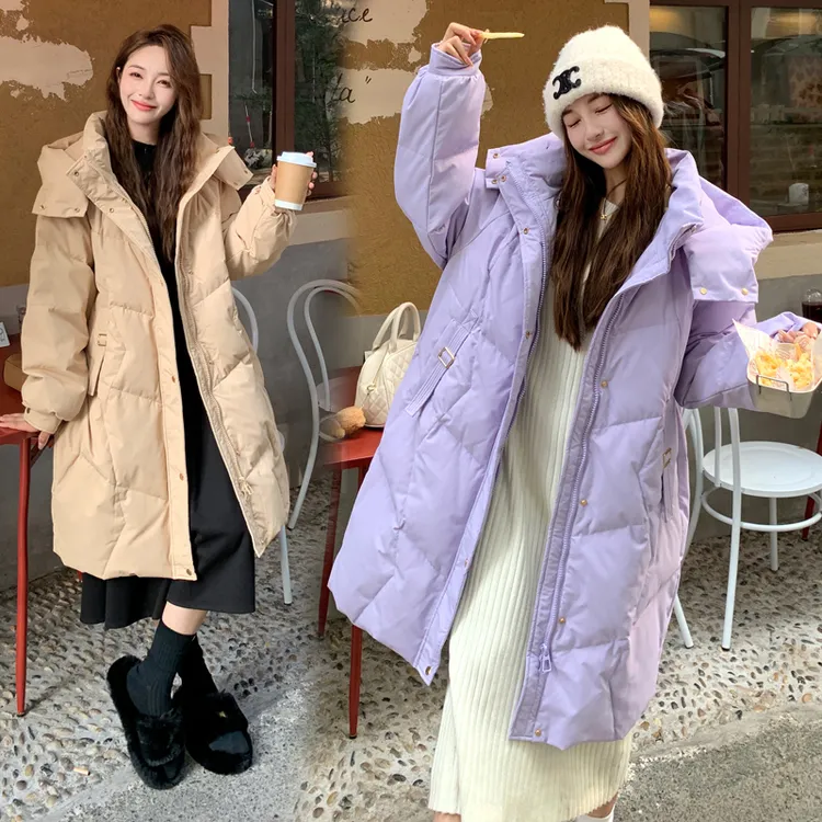 2025款连帽羽绒服女中长款胖MM加大码200斤孕妇时尚休闲加厚外套