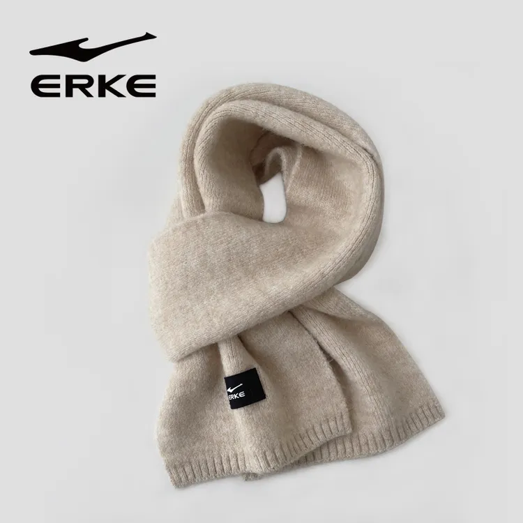 鸿星尔克男女同款温软针织围巾冬季加厚保暖时尚休闲百搭情侣简约