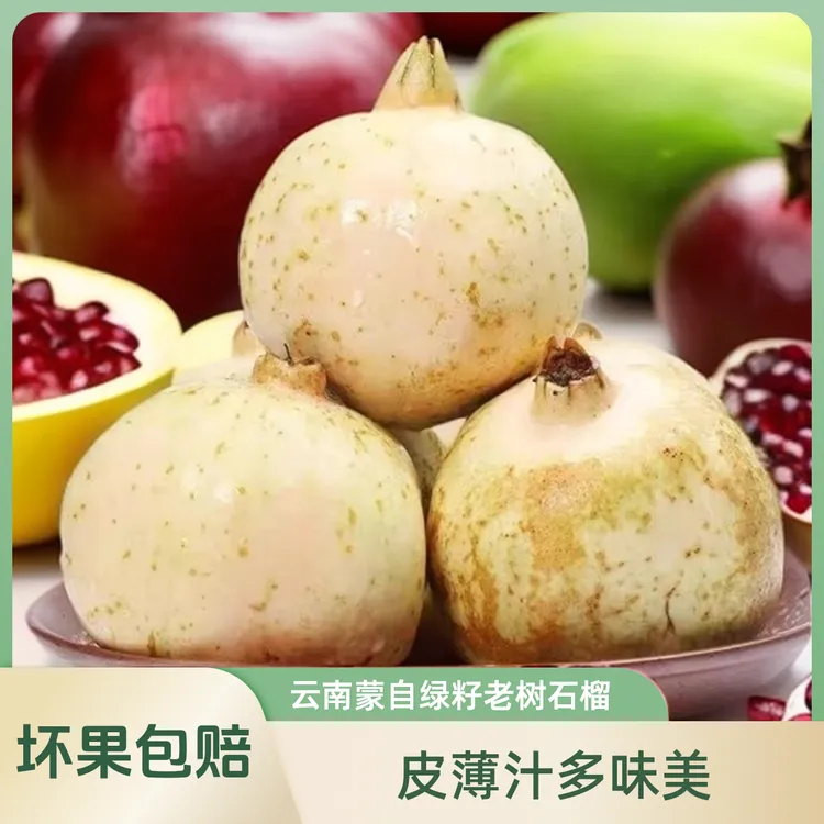 正宗蒙自绿籽石榴高山老树水晶现摘现发硬籽果园云南正宗特产包邮