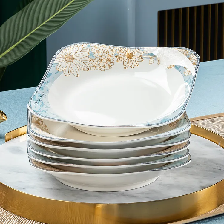 方盘7.5英寸家用盘子菜盘陶瓷异形盘碟2024新款装菜盘景德镇