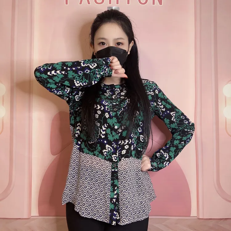 纯桑蚕丝碎花气质显瘦时尚复古小众印花法式设计感长袖衬衫