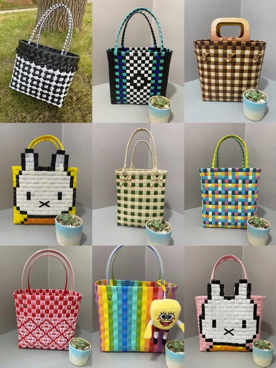 休闲手提包女士手工菜篮子编织包时尚百搭定制DIY材料包（非成品）