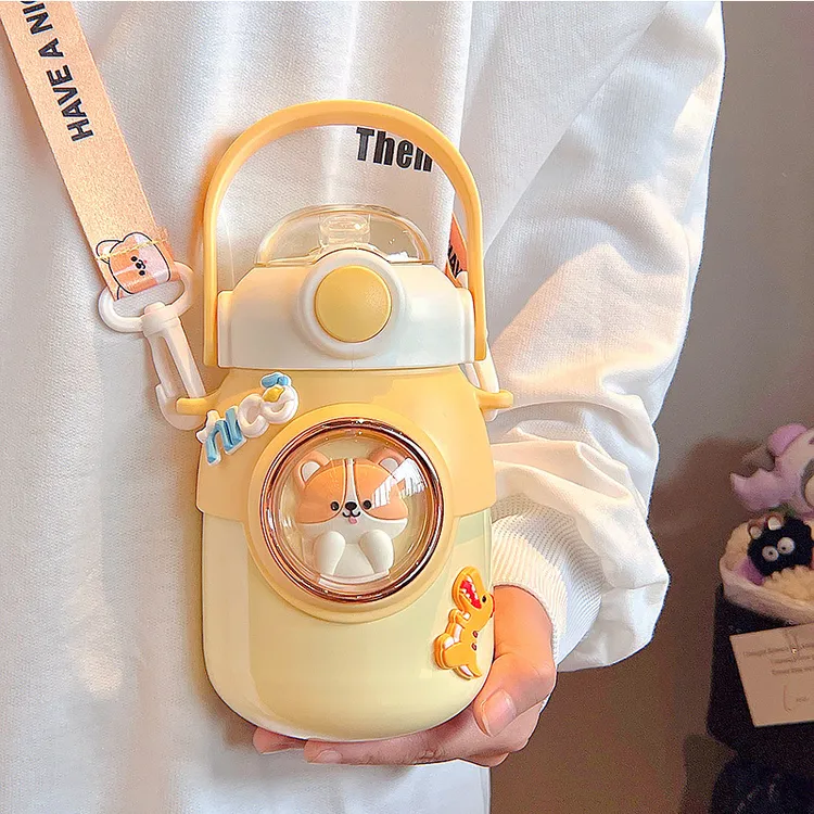 奇古堂萌宠太空舱可爱大容量儿童学生吸管保温杯高颜值大肚喝水杯