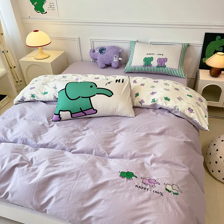 纯棉刺绣被套单件学生宿舍100全棉被罩150x200x230单双人卡通被单