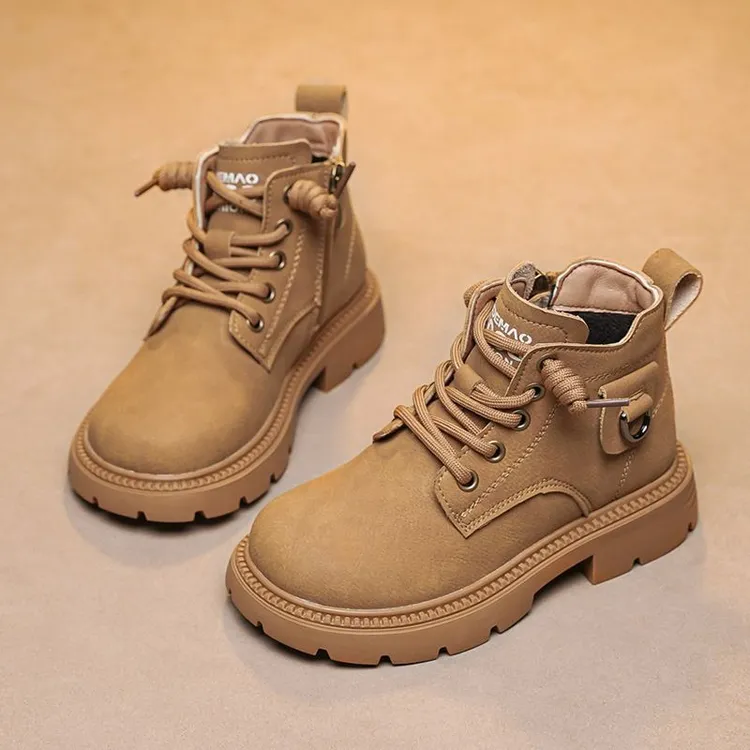 男童马丁靴时尚加绒防滑短靴子秋冬新款2025英伦风中大童鞋帅气