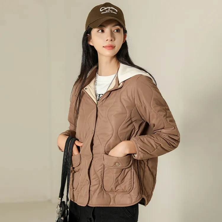 定制羊绒棉服女冬季2024年新款学生内穿外搭棉袄保暖棉衣轻薄外套