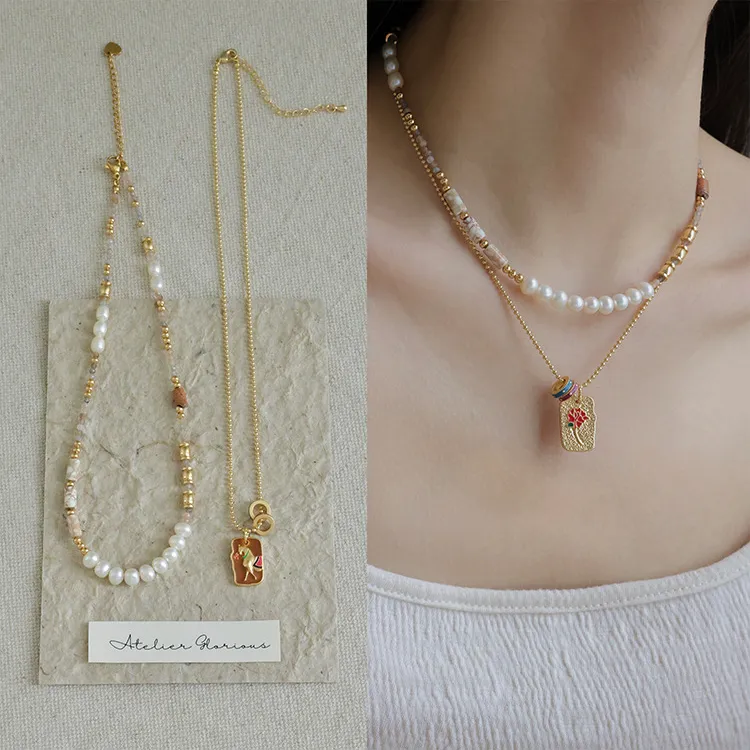 铜合金项链 轻奢小众高级气质串珠项链新中式国风锁骨链2024新款