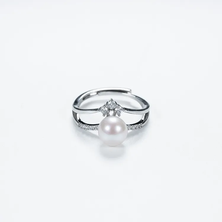 【爱迪生珍珠】时尚款白色珍珠戒指7-8mmYZL