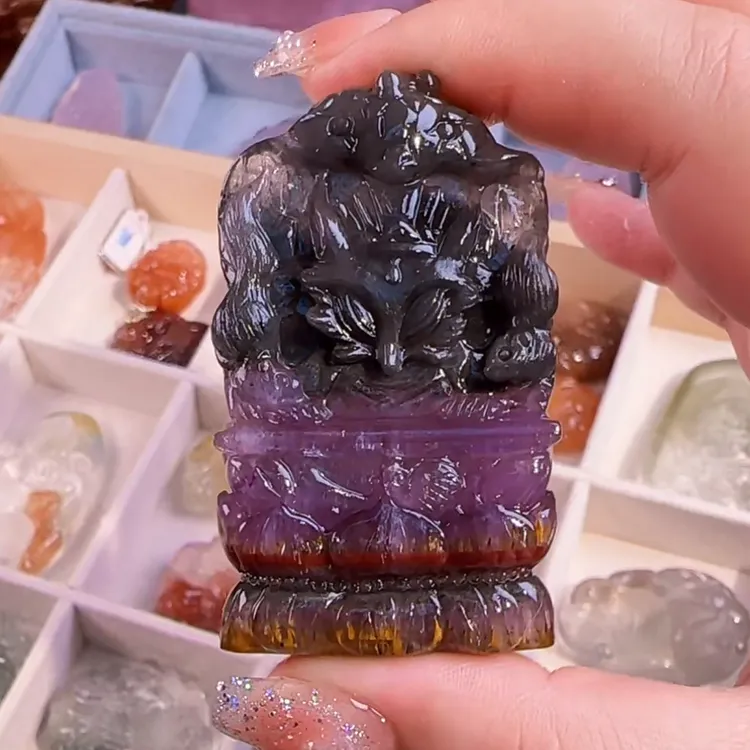 九尾胡3号链接  人工精雕 纯净体高货中的高货狐狐水晶