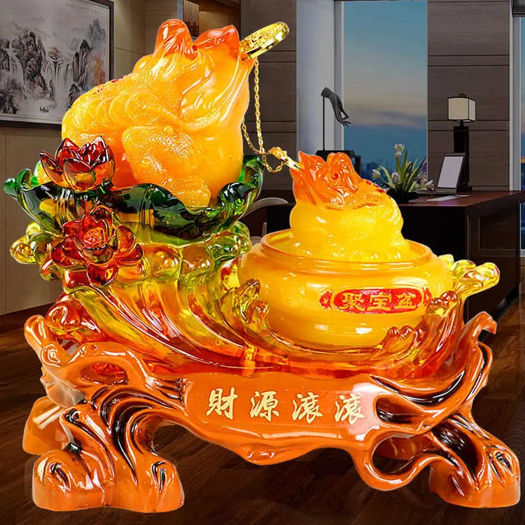 佳中美中式摆件《财源滚滚》金蟾聚宝盆开业家居客厅玄关高档贺礼品