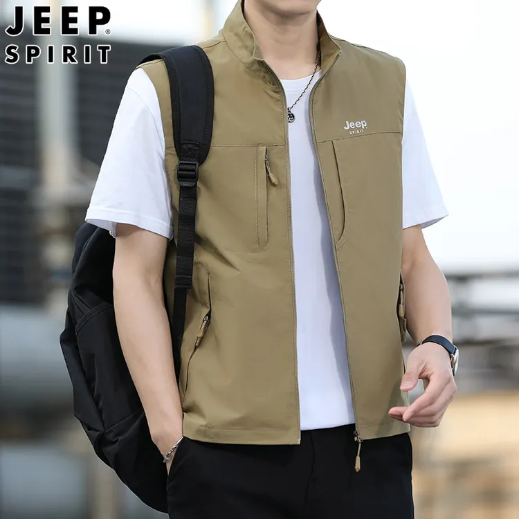 JEEP吉普春夏季男士帅气速干背心马夹外穿美式休闲户外马甲外套