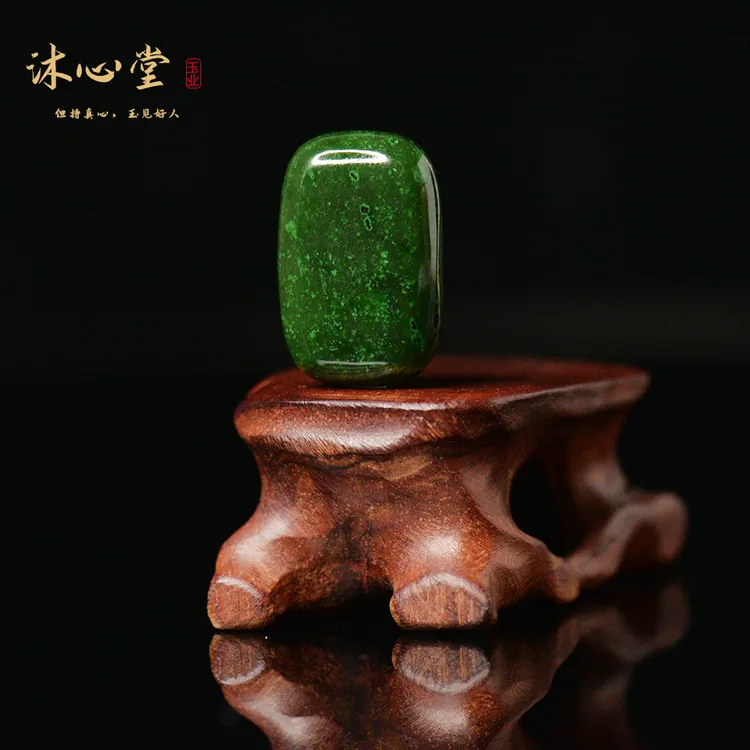 和田玉碧玉菠菜绿藏收级北极玉满翠花吊坠平安无事牌多样性发货