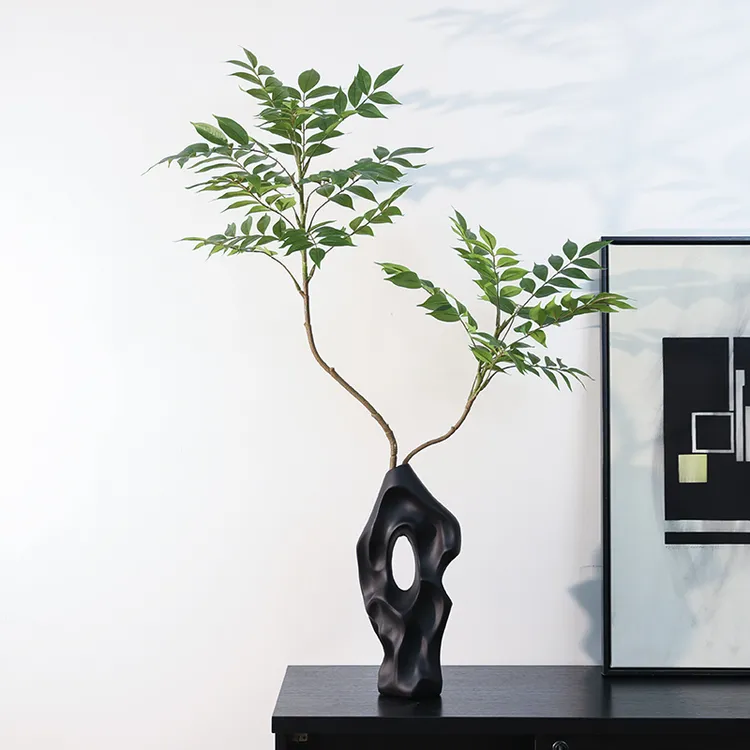 新款高品质仿真绿植南天竹漆木枝椿树吊钟枝家居客厅假花仿真花