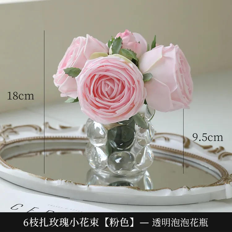 手感保湿清新玫瑰花仿真花手工新春品床头柜梳妆台洗漱台餐桌精致