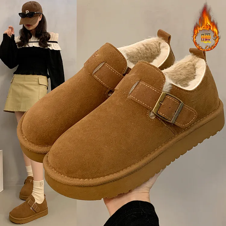 【巧怡】冬季加绒时尚百搭加厚保暖韩版经典软底软面勃肯低帮雪地靴