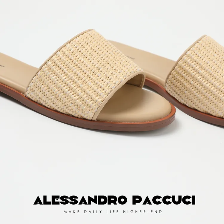 AP洛哥42087XT 编织包头后空拖鞋女夏季外穿平底凉鞋沙滩一字拖