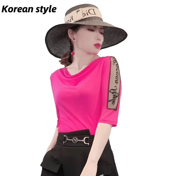 【Koreanstyle】2647纯色一字领四种穿法时尚百搭显瘦夏季透气上衣