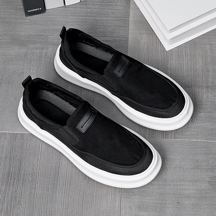 2024夏季布鞋男款男士休闲百搭透气厚底增高低帮一脚蹬轻便运动鞋