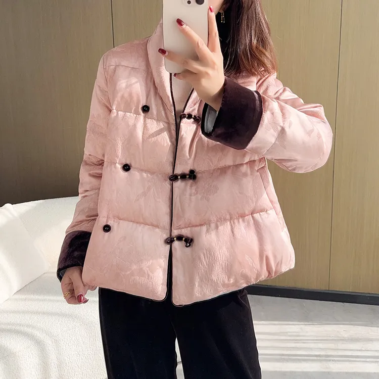 新中式国风盘扣长袖棉服女冬季2025新款加厚保暖棉衣时尚外套上衣