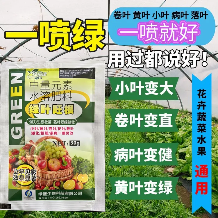 绿叶旺根中量元素水溶肥瓜果蔬菜花卉药材茶叶绿化通用型叶面肥