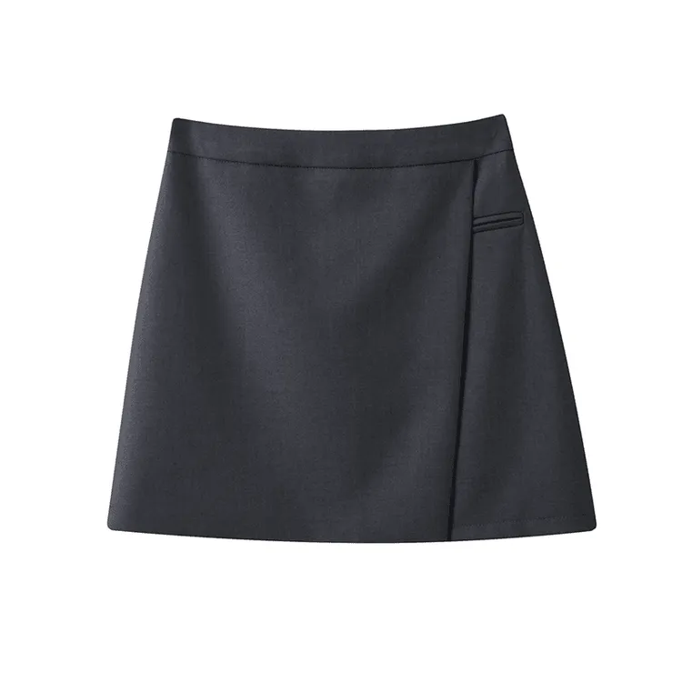 显瘦半身裙女夏西装休闲高腰时尚百搭不规则A字裙女装半身裙23225