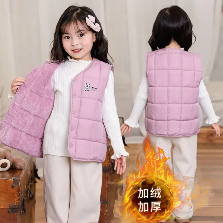 新款儿童内搭神器棉马甲男女童加绒加厚羊羔绒中小童内外穿棉背心