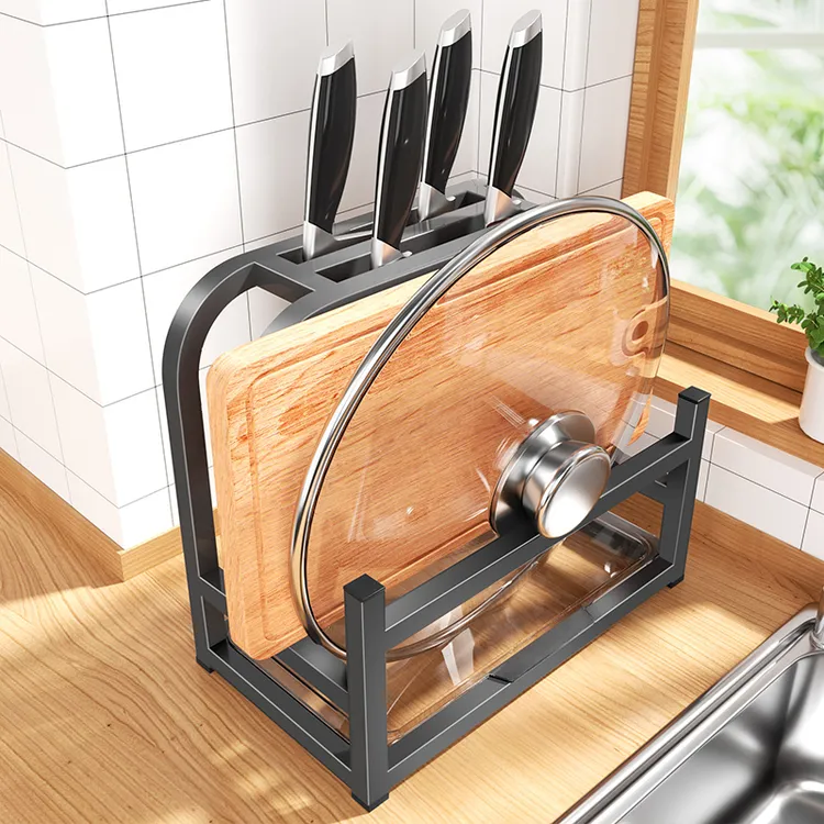 厨房刀具置物架案板收纳架多功能筷子筒家用台面壁挂式收纳放锅盖