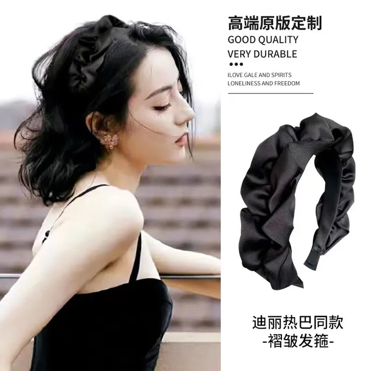 甜美风高颅顶褶皱发箍头饰女春季美宝莲大肠头箍压发发卡