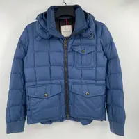 95新 MONCLER Moncler 1蓝色袖标羽绒服 叶子1386