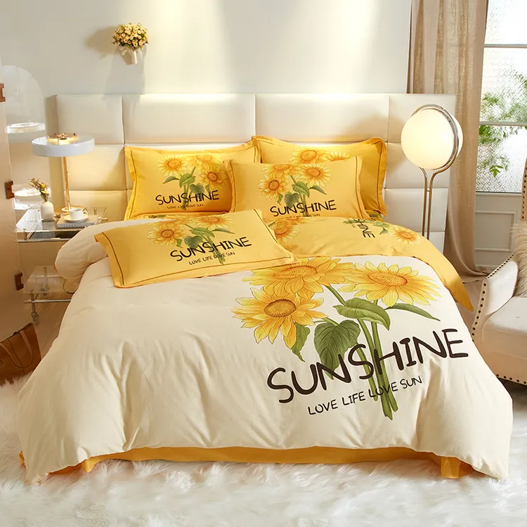 全棉纯棉四件套加厚磨毛床单被套家纺床上用品双面印花被罩床品