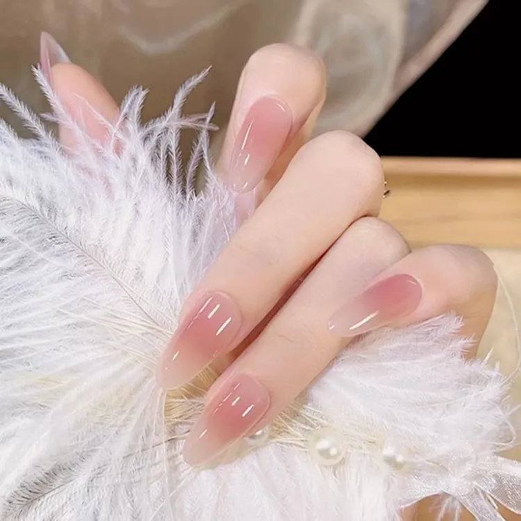 【素指】美甲穿戴甲纯手工短款穿戴式指甲贴片甲片高级夏日气质裸色