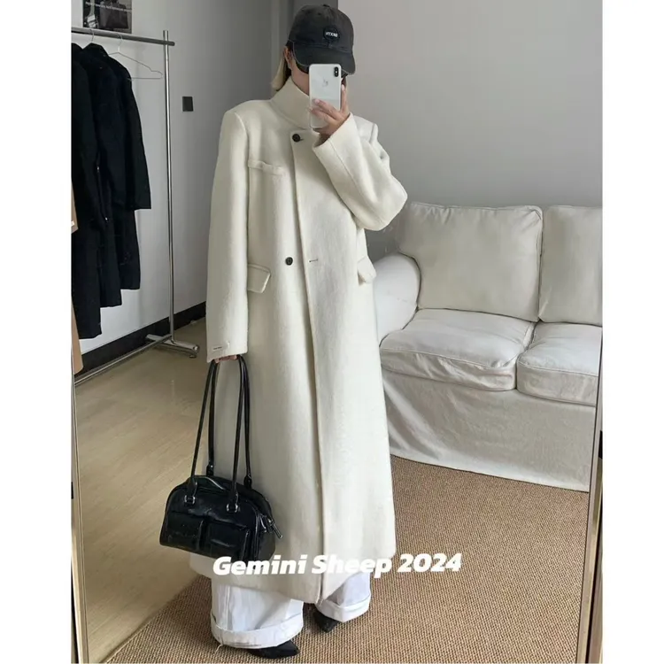 【晚香玉】轻奢甄选秋冬新款长款立领过膝显瘦双面羊毛大衣