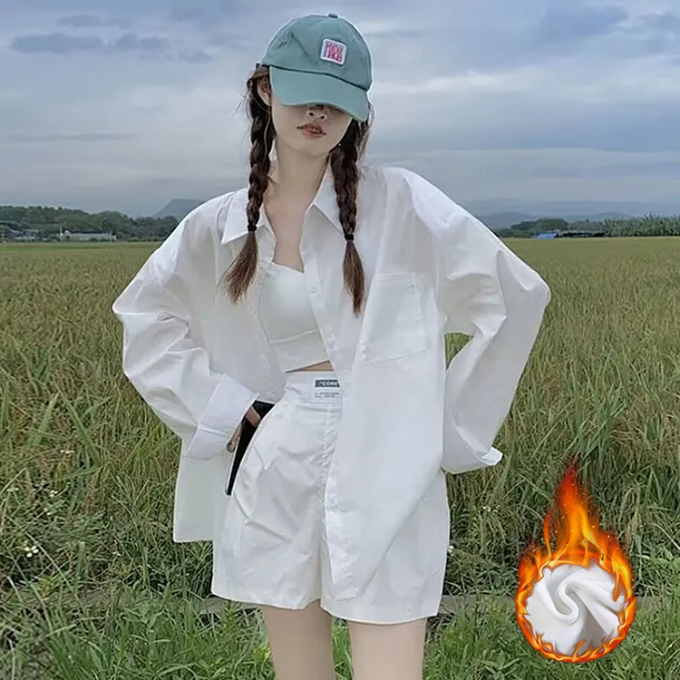 长袖女衬衫纯棉白色设计感小众宽松气质时尚休闲上衣慵懒衬衣外套