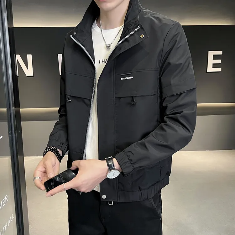 外套男秋冬款新款潮牌休闲男外套男士韩版潮流休闲修身百搭翻领帅