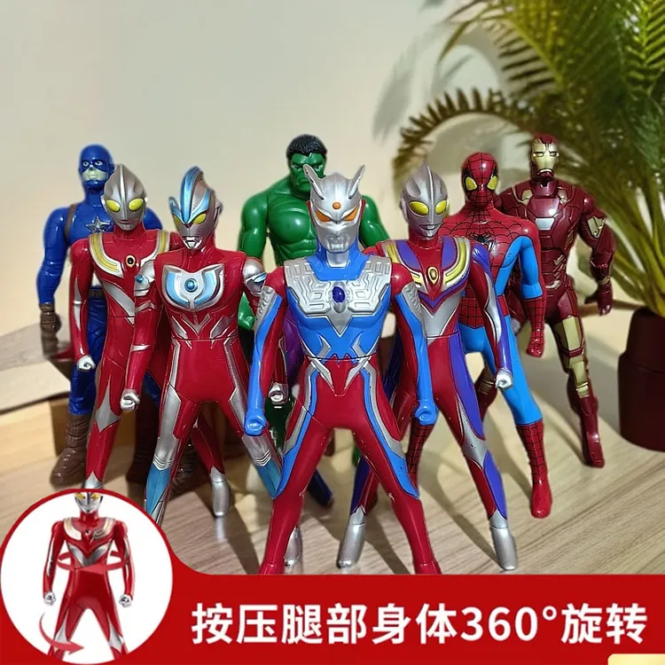 新款按压腿部旋转奥特曼玩具迪迦赛罗银河手办模型人偶摆件玩具礼